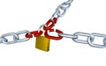 Three Big Metallic Chains with Three Stressed Link Locked with a