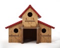 Three bird houses assembled together forming one big birdhouse. 3D illustration Royalty Free Stock Photo