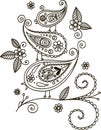 Three birds on a branch. Floral design