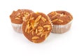 Three biscuit cupcakes with nuts