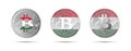 Three Bitcoin crypto coins with flag of Hungary. Money of the future. Modern cryptocurrency Royalty Free Stock Photo