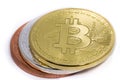 Three bitcoins Royalty Free Stock Photo