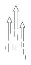 Three black arrows pointing upwards with dashed lines, symbolizing growth, progress, success, or upward moveme