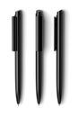 Three black ballpoint pens isolated. 3D rendering illustration