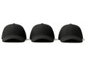 Three black baseball caps isolated on white background Royalty Free Stock Photo