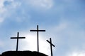 Three black Christian crosses with the cloudy sky Royalty Free Stock Photo