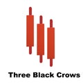 Three black Crows Candle stick graph trading chart trade in the forex Royalty Free Stock Photo