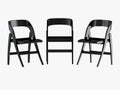 Three black folding chair 3d rendering on a white background