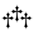 Three black gothic crosses with white outlines vector Royalty Free Stock Photo