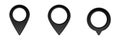 Black location pins showing different styles and angles for design concepts and map applications
