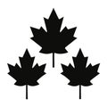 Three Black Maple Leaf Silhouettes Royalty Free Stock Photo