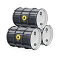 Three Black metal barrel for oil.