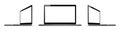 Three black notebook with white display in turn - vector