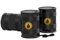 Three black oil barrel isolated on white background Royalty Free Stock Photo