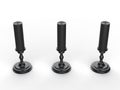 Three black wax candle on black candle holders - top down view Royalty Free Stock Photo