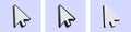 Three black and white cursor icons on light background