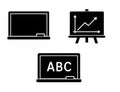 Icons for education, 3 blackboard illustrations, transparent background Royalty Free Stock Photo