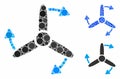 Three bladed screw rotation Mosaic Icon of Spheric Items