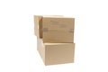Three Blank Cardboard Boxes Isolated on White Royalty Free Stock Photo