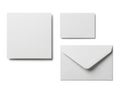 Three blank cards and envelopes isolated on white background Royalty Free Stock Photo