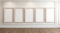 Contemporary Empty Frames In White Room With Hardwood Floor