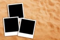 Three Blank photo frames on beach sand Royalty Free Stock Photo