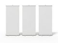 Three blank roll-up banners isolated on white background Royalty Free Stock Photo