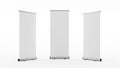 Three blank roll-up banners isolated on white background Royalty Free Stock Photo
