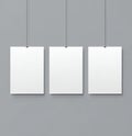 Three Hanging White Posters Mockup Royalty Free Stock Photo