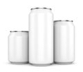 Three blank white beer cans