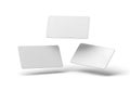 Three blank white rectangular cards floating against a white background Royalty Free Stock Photo
