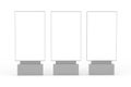 Three blank white street billboards pylons mock up set on white background, 3d rendering Royalty Free Stock Photo