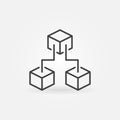 Three Blockchain Blocks vector concept line icon. Block-chain symbol