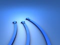 Three blue arrows gradually turning to the left. Royalty Free Stock Photo