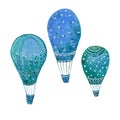 Three blue balloons