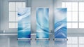 Three blue banners with a blue wave pattern Royalty Free Stock Photo
