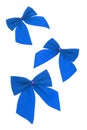 Three blue bow ribbons