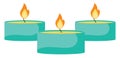 Three blue candles, icon Royalty Free Stock Photo