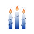 Three Blue Candles with White Accents Royalty Free Stock Photo
