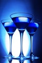 Three blue cocktails c