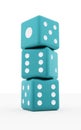 Three blue dice Royalty Free Stock Photo