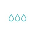 Three blue empty water drop, drip or droplet. Watering or absorb pictogram