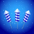 Three blue fireworks rocket Royalty Free Stock Photo
