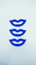 Three blue lips-shaped Royalty Free Stock Photo