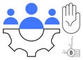 Simplified Blockchain Technology Concept with People Icons and Bitcoin Symbol