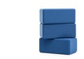 Three blue rectangular blocks stacked vertically on a clean white surface isolated for design Royalty Free Stock Photo