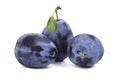 three blue ripe plums Royalty Free Stock Photo