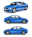 Three Blue Sedans in a Row Royalty Free Stock Photo