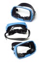 Three blue swimming goggles Royalty Free Stock Photo