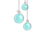 Three blue watercolor Christmas tree ball toys Royalty Free Stock Photo